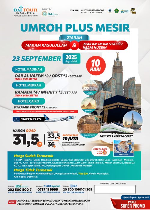 Umroh 23 Sep 25 - sisa 10 seat